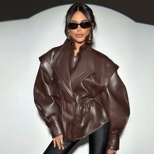 Chic Dark Brown Leather Jacket